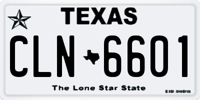 TX license plate CLN6601