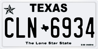 TX license plate CLN6934
