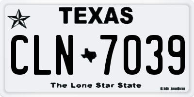 TX license plate CLN7039