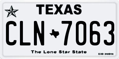 TX license plate CLN7063