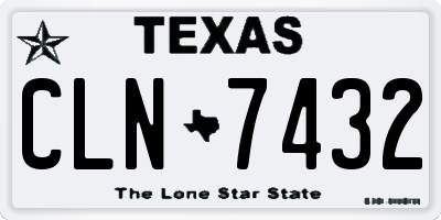 TX license plate CLN7432