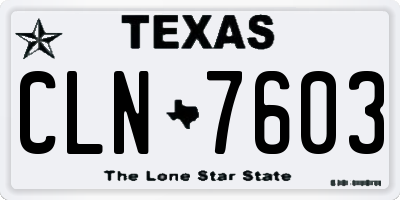 TX license plate CLN7603