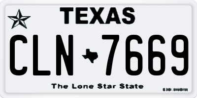 TX license plate CLN7669