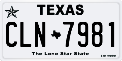 TX license plate CLN7981