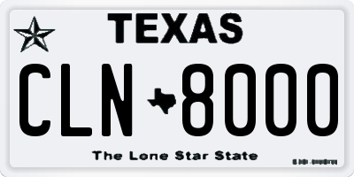 TX license plate CLN8000