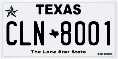 TX license plate CLN8001