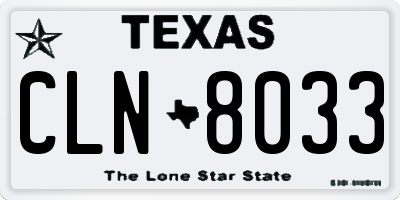 TX license plate CLN8033