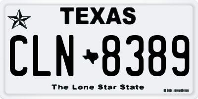 TX license plate CLN8389