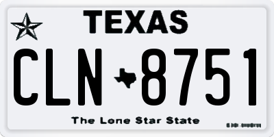 TX license plate CLN8751