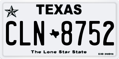 TX license plate CLN8752
