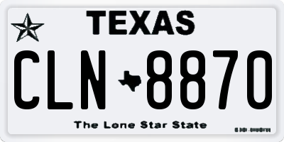 TX license plate CLN8870