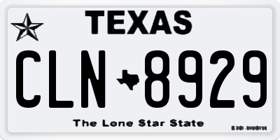 TX license plate CLN8929