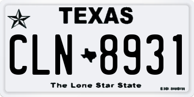 TX license plate CLN8931