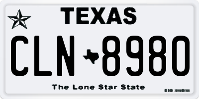 TX license plate CLN8980