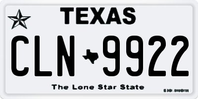 TX license plate CLN9922