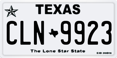 TX license plate CLN9923