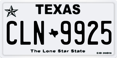 TX license plate CLN9925