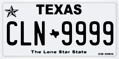 TX license plate CLN9999