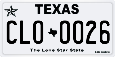 TX license plate CLO0026