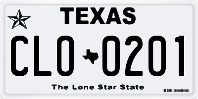 TX license plate CLO0201