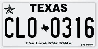 TX license plate CLO0316