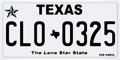 TX license plate CLO0325