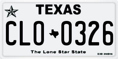 TX license plate CLO0326