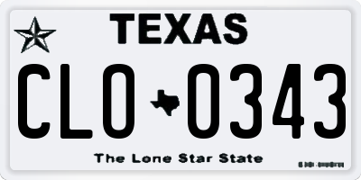 TX license plate CLO0343
