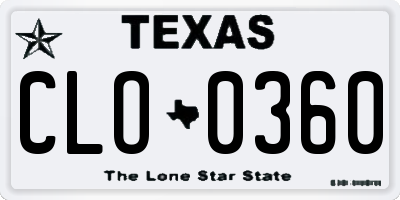 TX license plate CLO0360