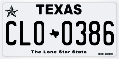 TX license plate CLO0386