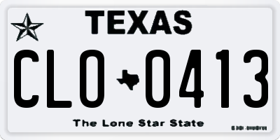TX license plate CLO0413