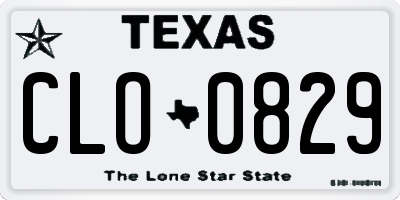 TX license plate CLO0829