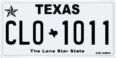 TX license plate CLO1011
