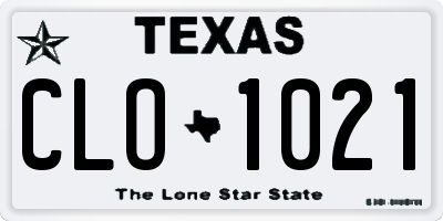 TX license plate CLO1021