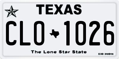 TX license plate CLO1026