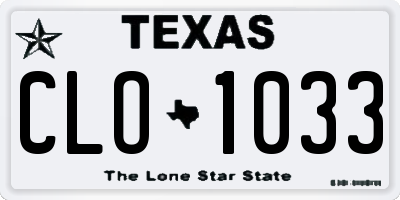 TX license plate CLO1033