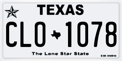 TX license plate CLO1078