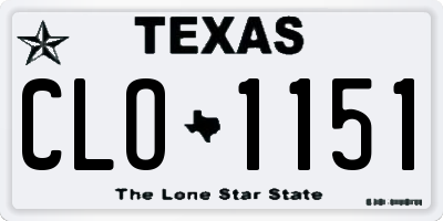 TX license plate CLO1151