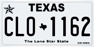 TX license plate CLO1162