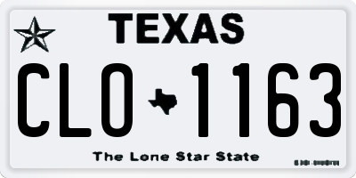 TX license plate CLO1163