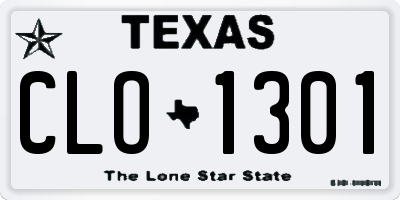 TX license plate CLO1301