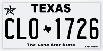TX license plate CLO1726