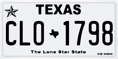 TX license plate CLO1798
