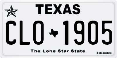TX license plate CLO1905