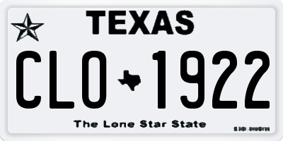 TX license plate CLO1922
