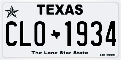 TX license plate CLO1934