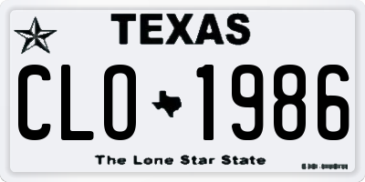 TX license plate CLO1986