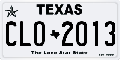 TX license plate CLO2013