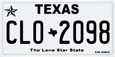 TX license plate CLO2098