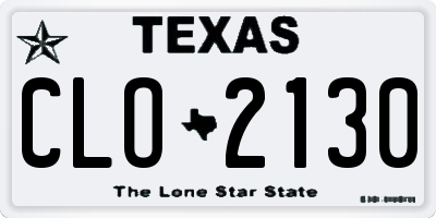 TX license plate CLO2130